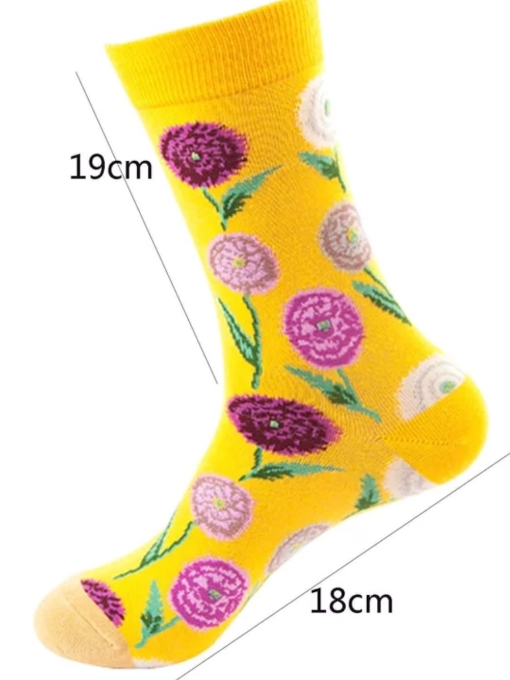 Floral Crew Socks in Yellow